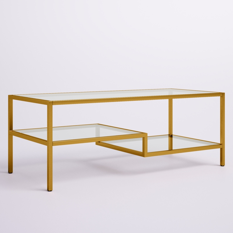 Mid-Century Modern Coffee Table with Glass Shelves