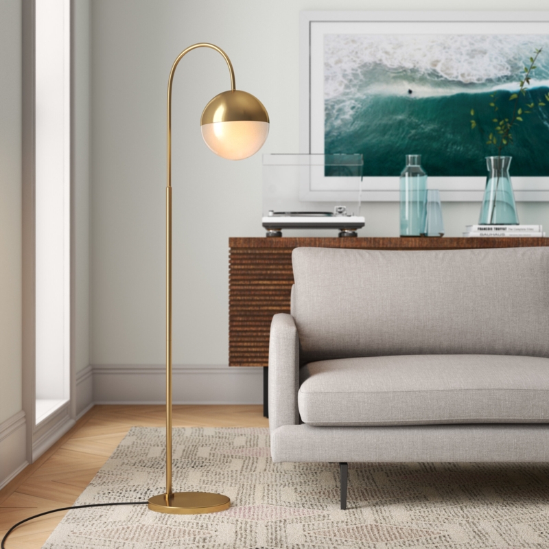 Mid-Century Modern Gold Floor Lamp