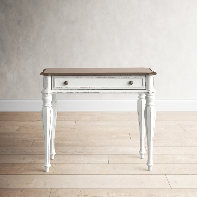 Antique White Vanity Table with Matching Stool