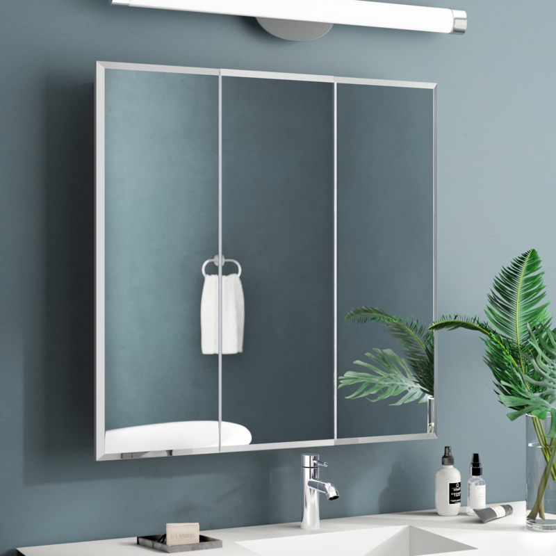 Medicine Cabinet with Triple Mirror Doors