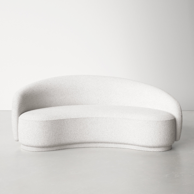 Curved Bouclé Fabric Sofa