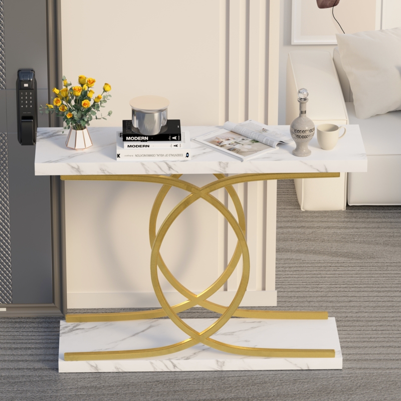 Faux Marble Console Sofa Table