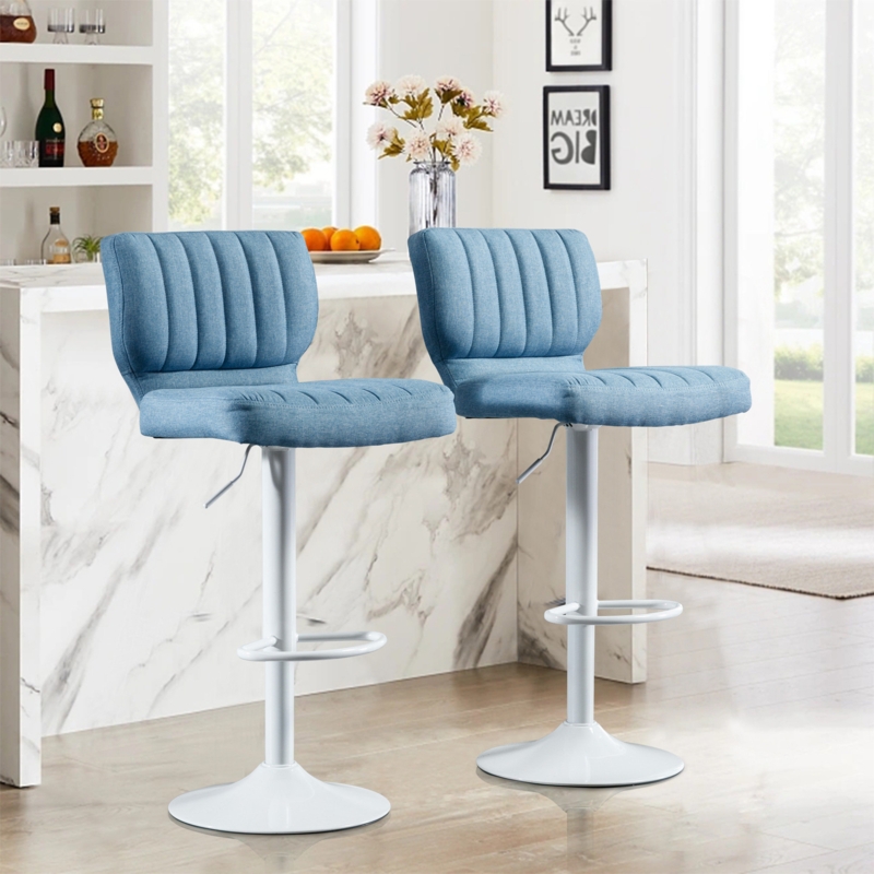 Velvet Bar Stools with High-Density Sponge, Set of 2