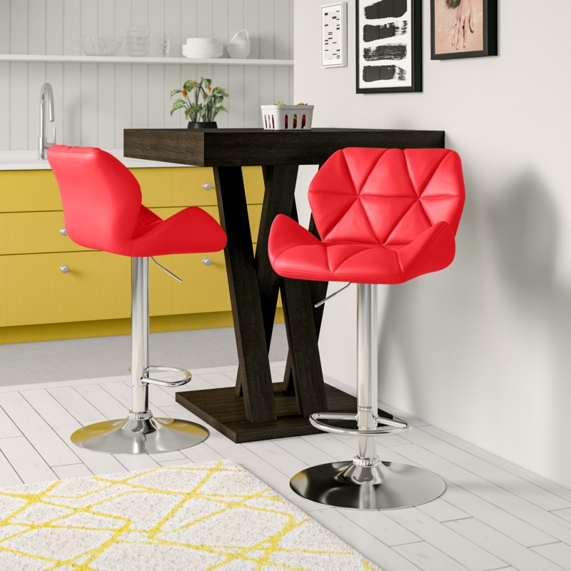 Bold Adjustable Bar Stool with Diamond Tufting