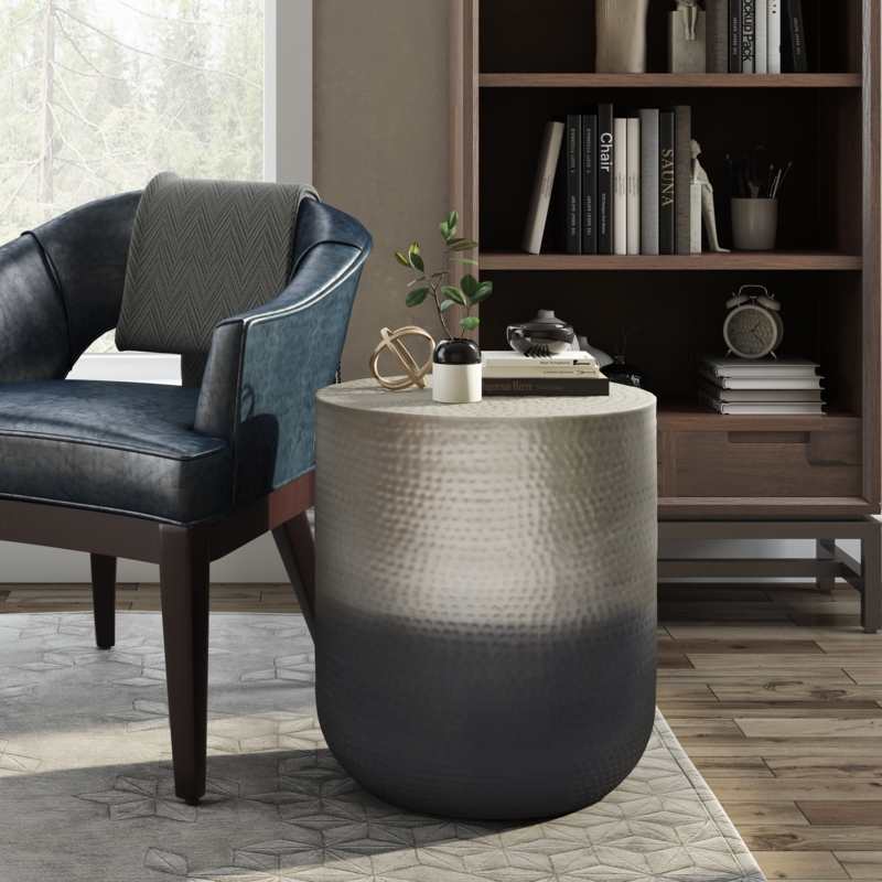 Textured Metal Accent Table