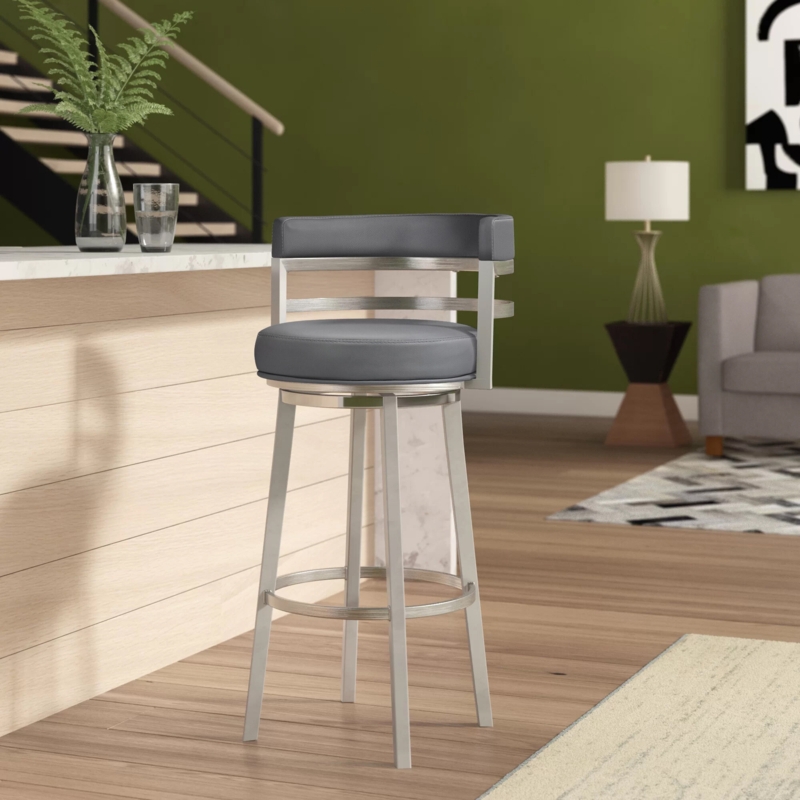 Contemporary Upholstered Low Back Swivel Stool