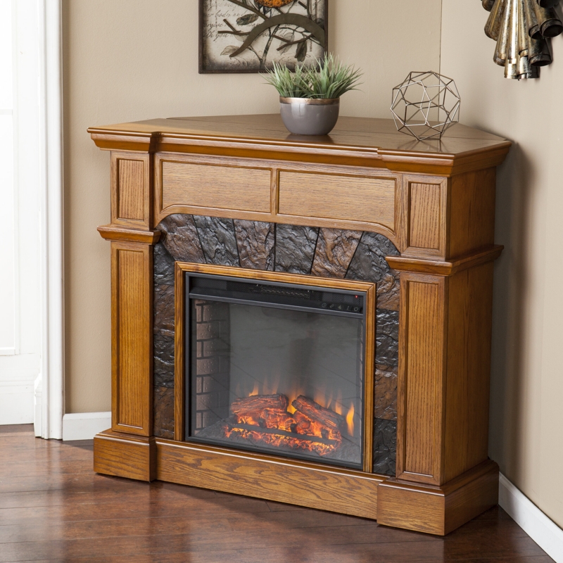 Corner Electric Fireplace with Remote