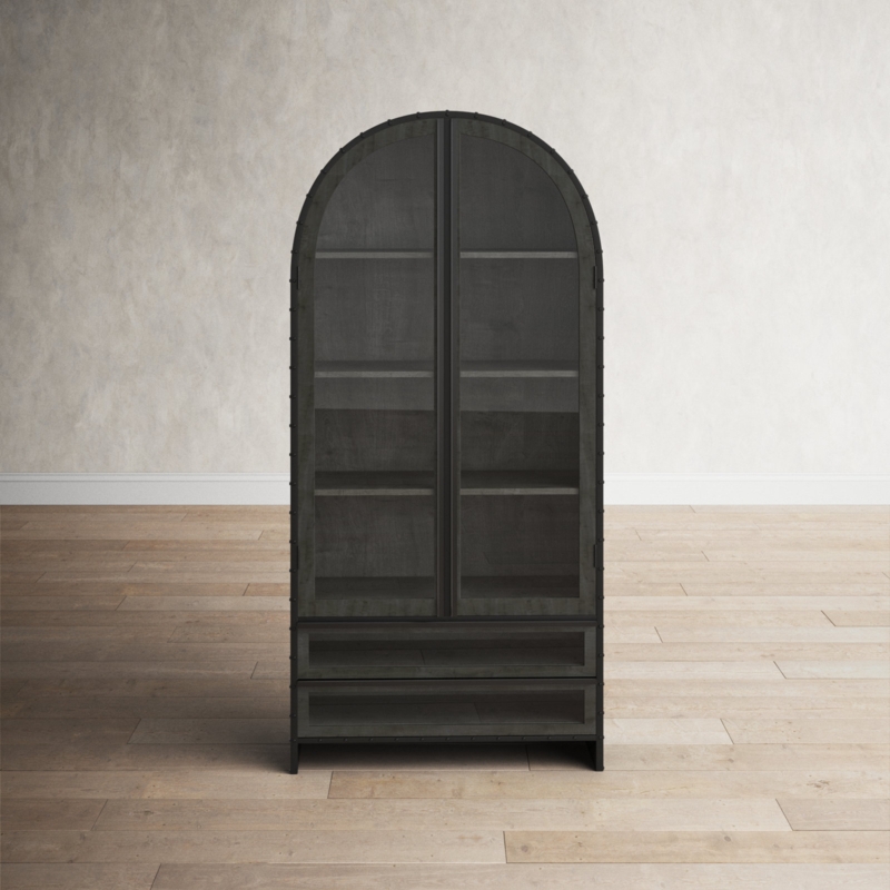 Glass-Paneled China Cabinet with Drawers