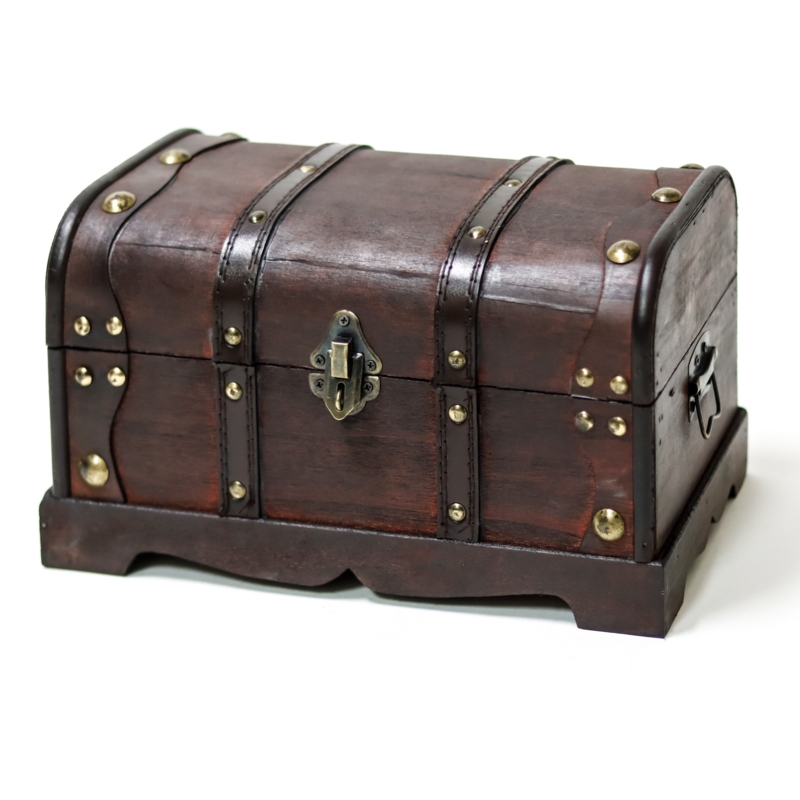 Vintage Wooden Chest with Brass Accents