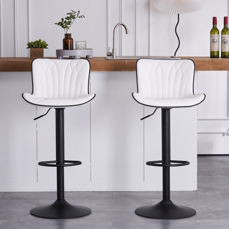 Swivel Adjustable Height Bar Stool with Wingback