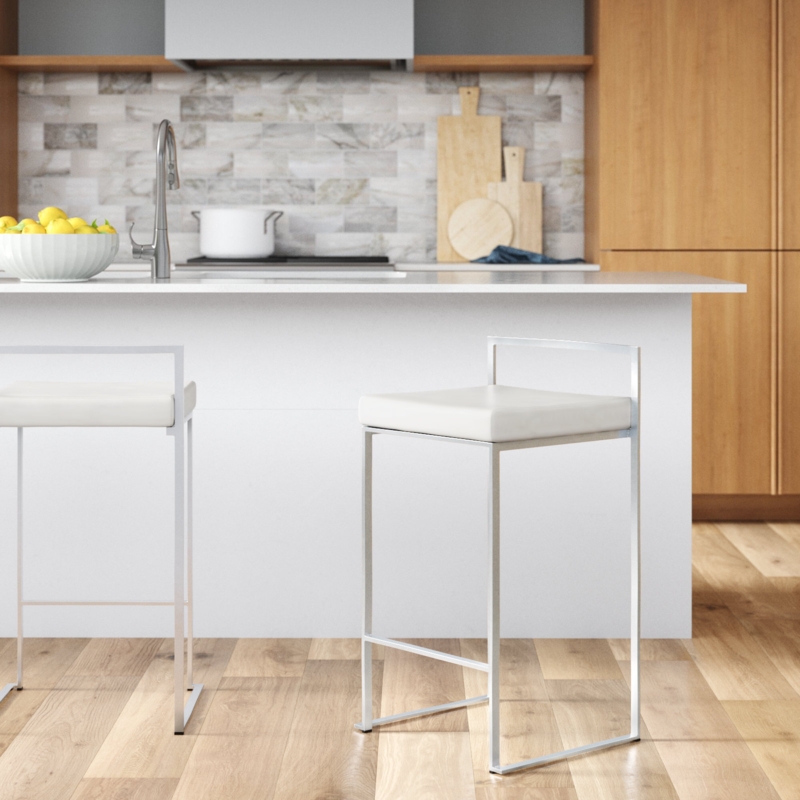 Faux Leather Upholstered Bar Stool with Sled Legs