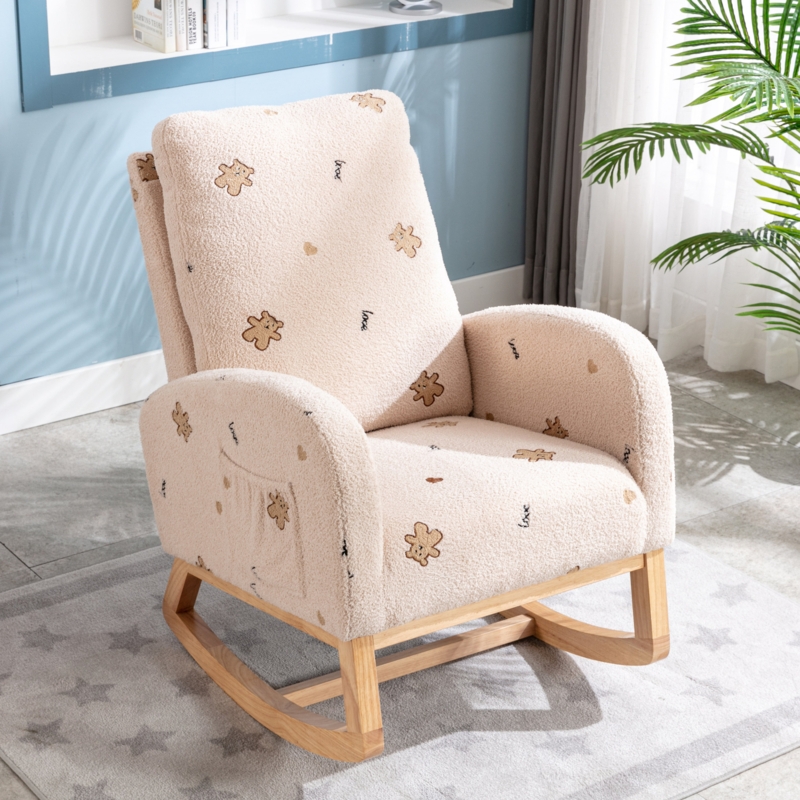 Ergonomic Teddy Sherpa Fur Rocking Chair