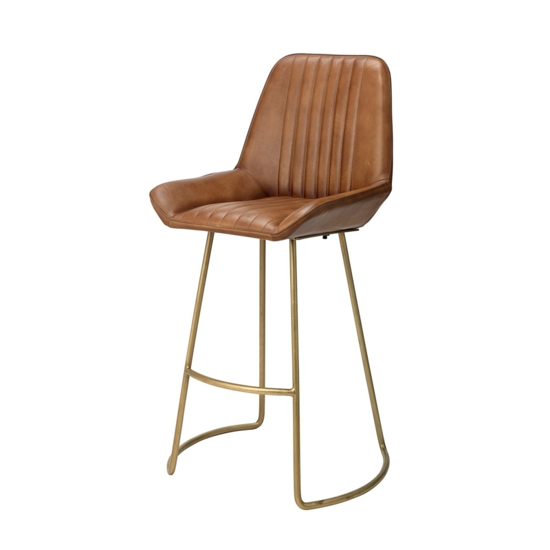 Leatherette Counter Stool with Vertical Channel Stitching