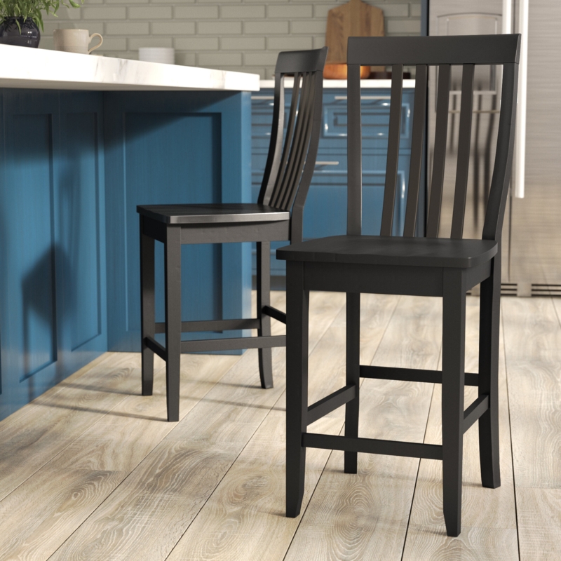 Traditional Solid Wood Bar Stools (Pair)