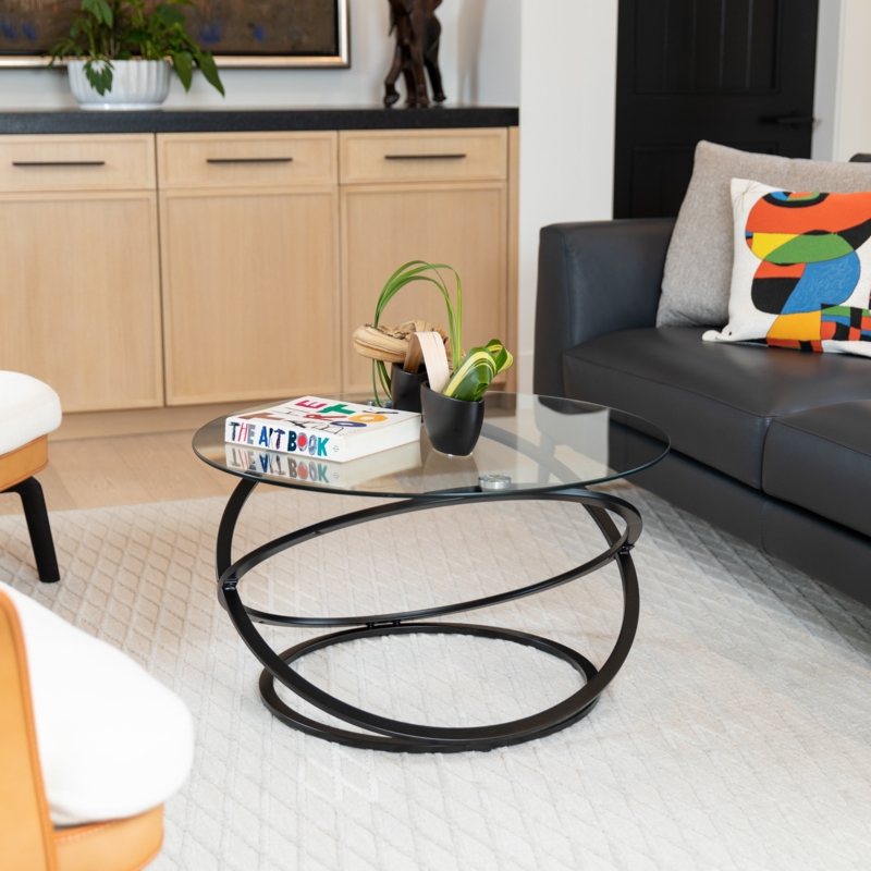 Round Glass-Top Modern Coffee Table