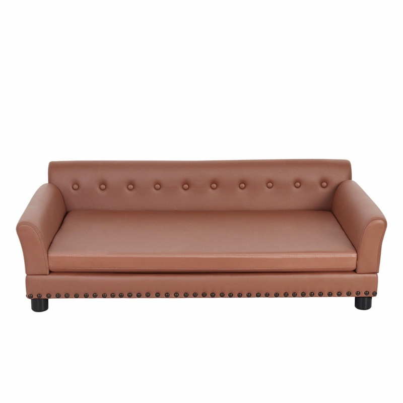 Faux-Leather Pet Sofa Bed for Large Dogs