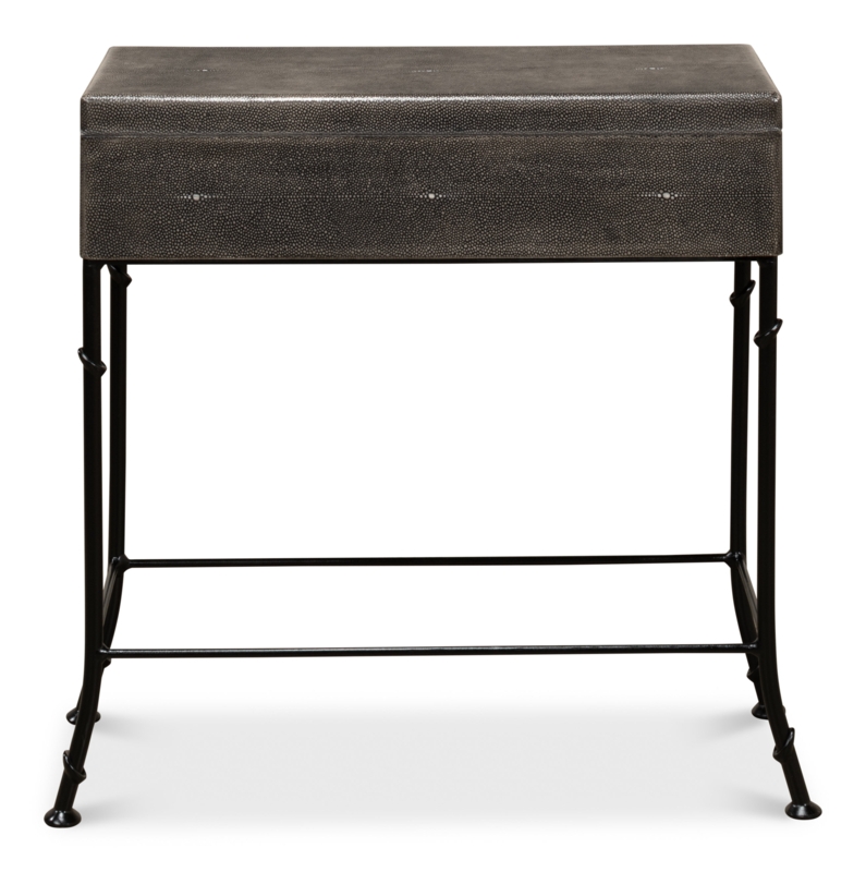 Shagreen Leather Hinged Lid End Table