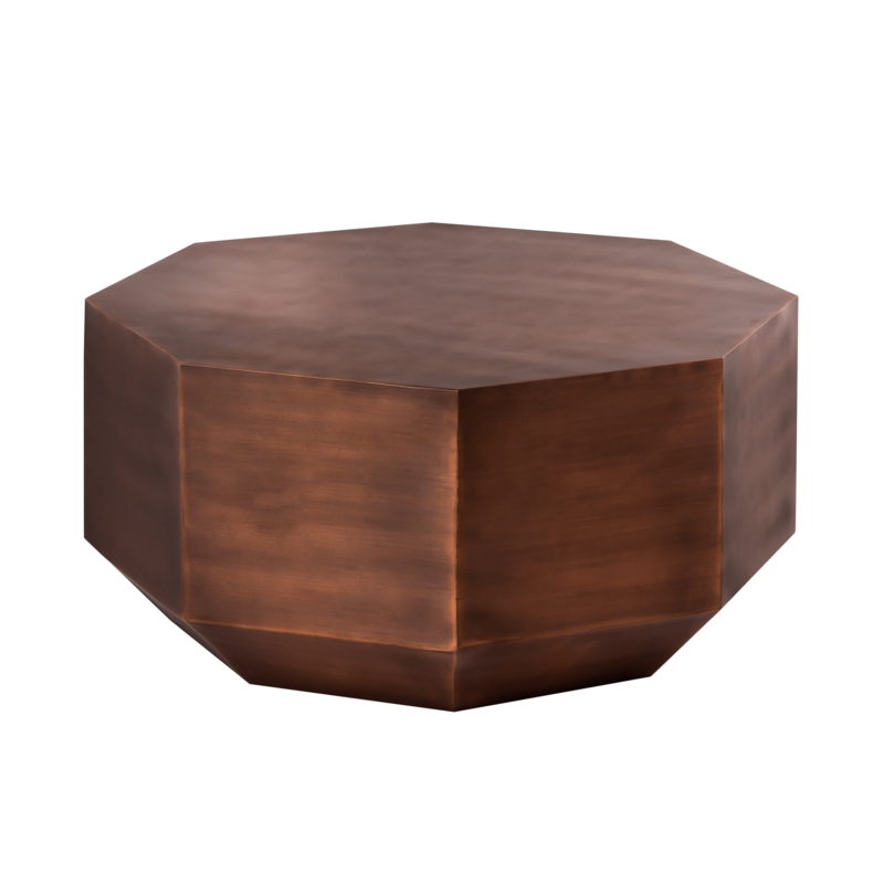 Faceted Iron Coffee Table with Copper Finish