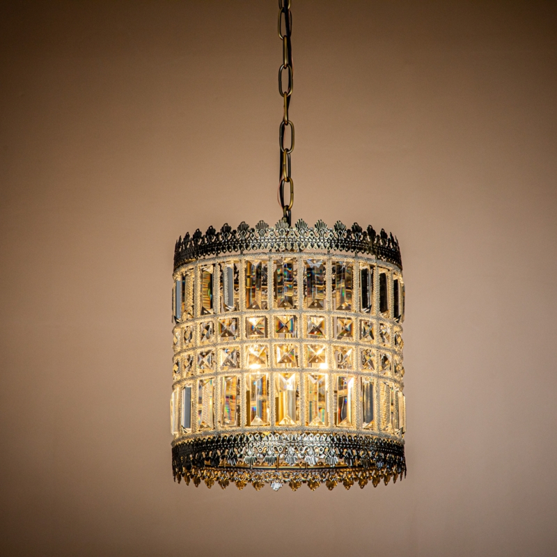 Crystal Chandelier with Vintage Floral Design