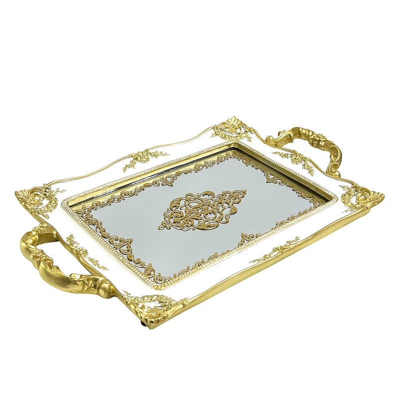 Retro-Engraved Mirror Decorative Tray