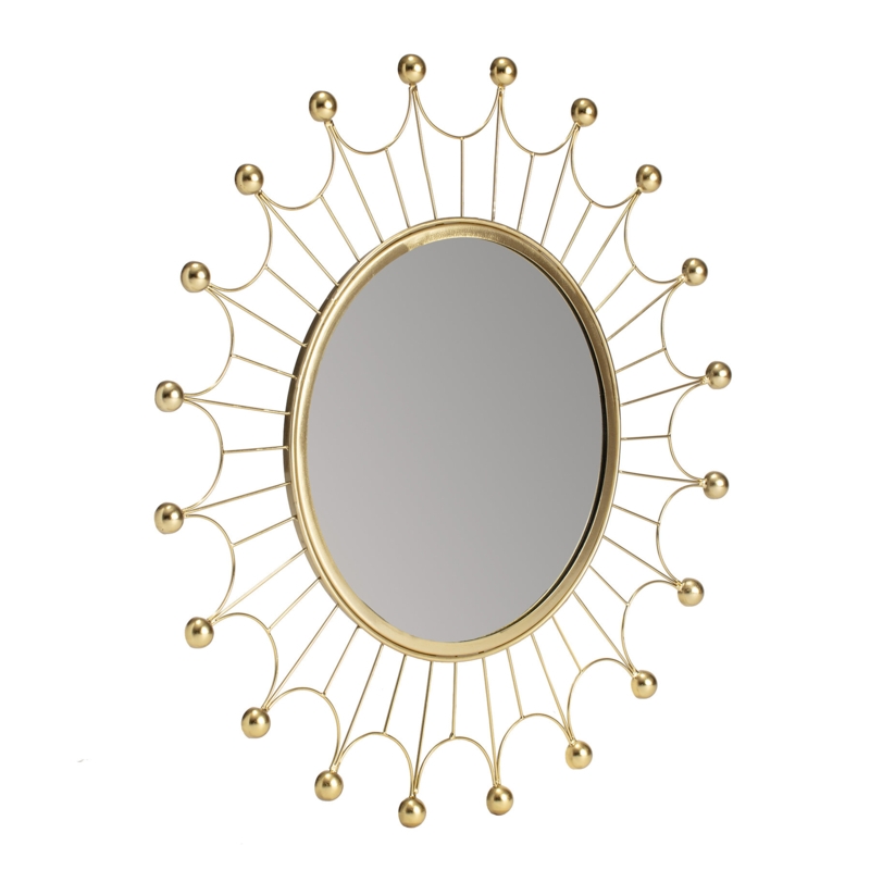 Golden Sunbeam Round Wall Mirror