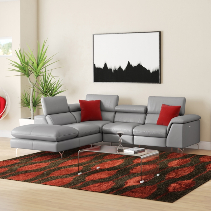 Sleek Leather L-Shaped Reclining Sectional