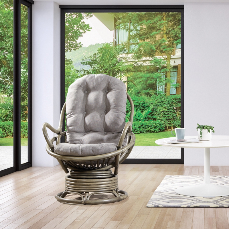 Woven Rattan Rocker with Plush Cushion