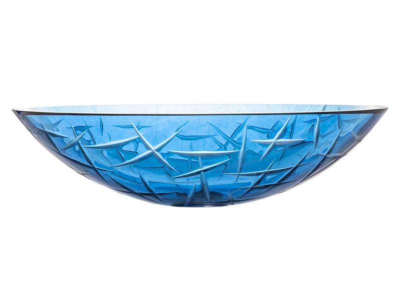 Blue Crystal Oval Glass Vessel Sink