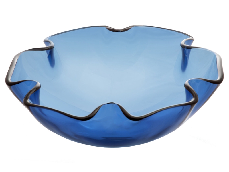 Wave Rim Blue Glass Vessel Sink