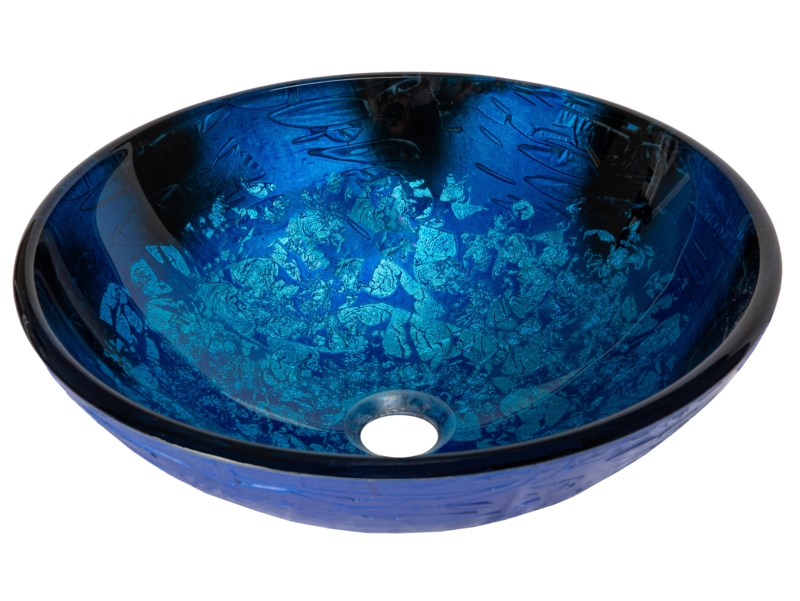 Vibrant Foil Round Tempered Glass Vessel Sink