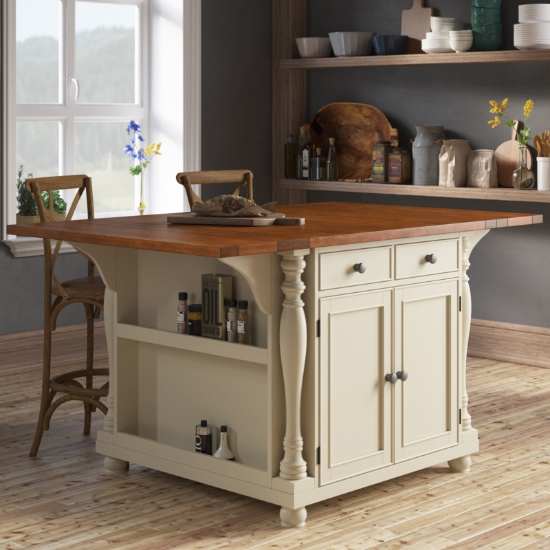 Extendable Kitchen Island with Storage Shelves