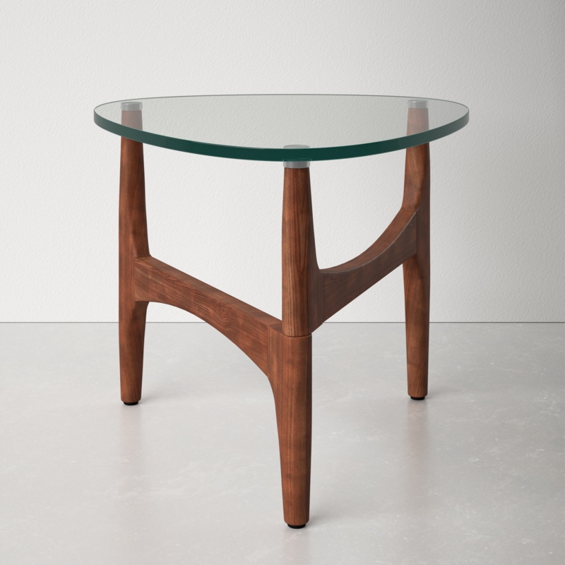 Glass and Walnut Side Table