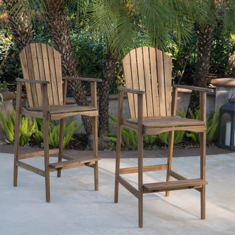 Acacia Wood 30" Patio Bar Stool