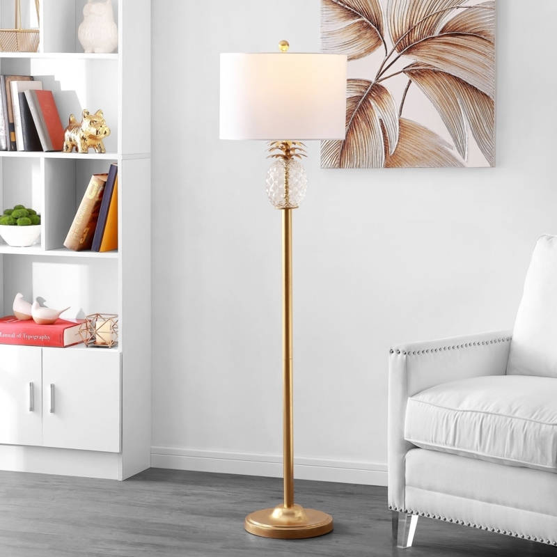 Crystal Pineapple Floor Lamp with Leaf Frame