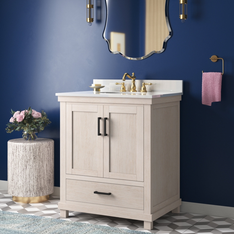 Single Freestanding Vanity Set with Granite Countertop