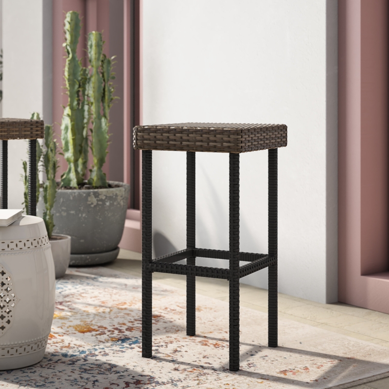 29" Outdoor Resin Wicker Bar Stool