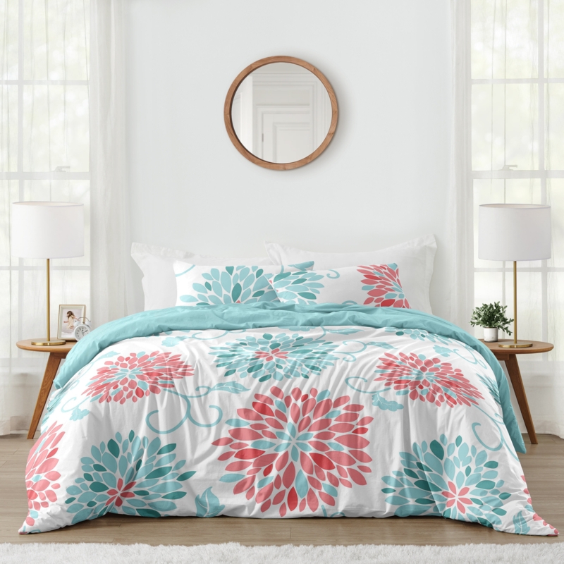 Teal And Coral Bedding
