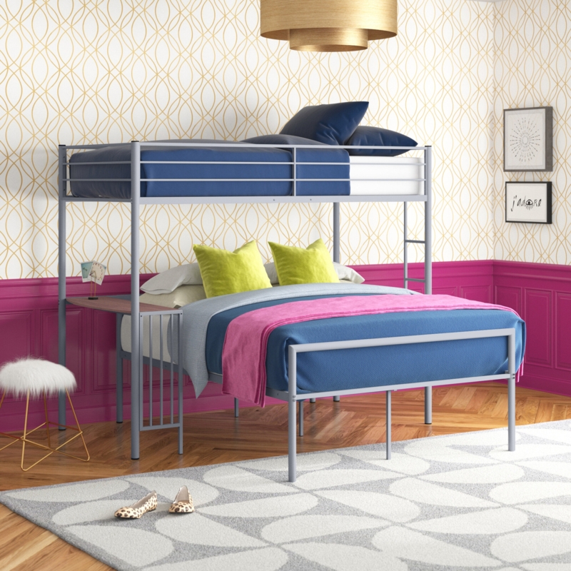 Twin Over Full Bunk Bed with Built-In Desk