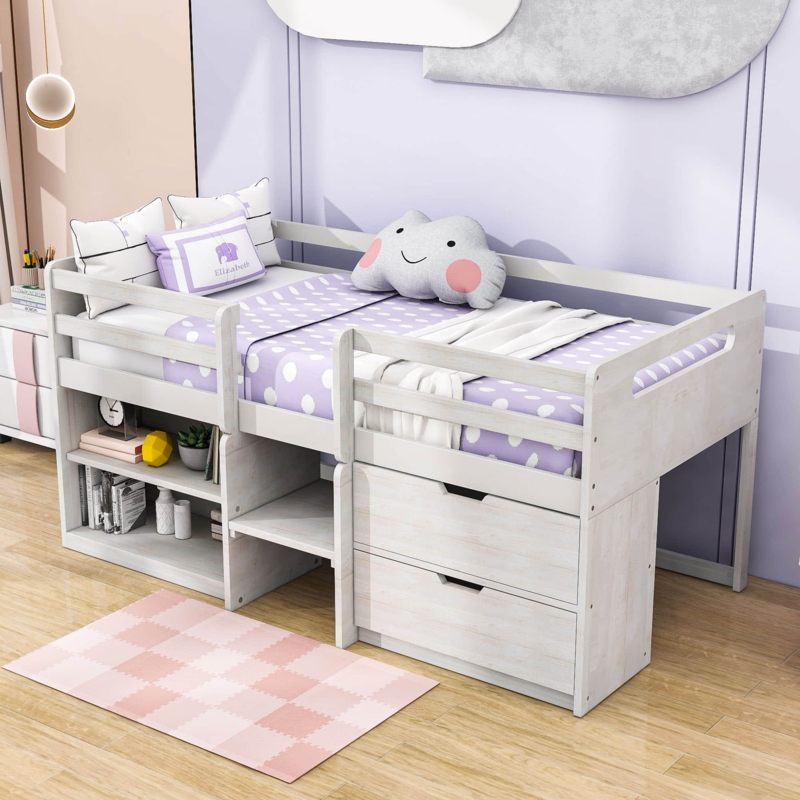 Low Loft Bed with Storage