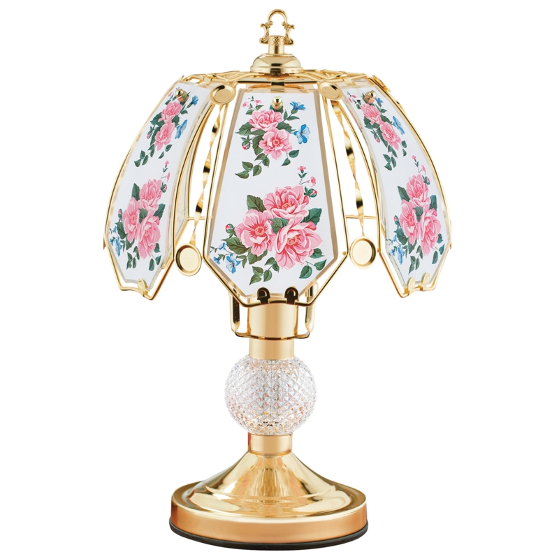 Touch-Sensitive Floral Glass Table Lamp