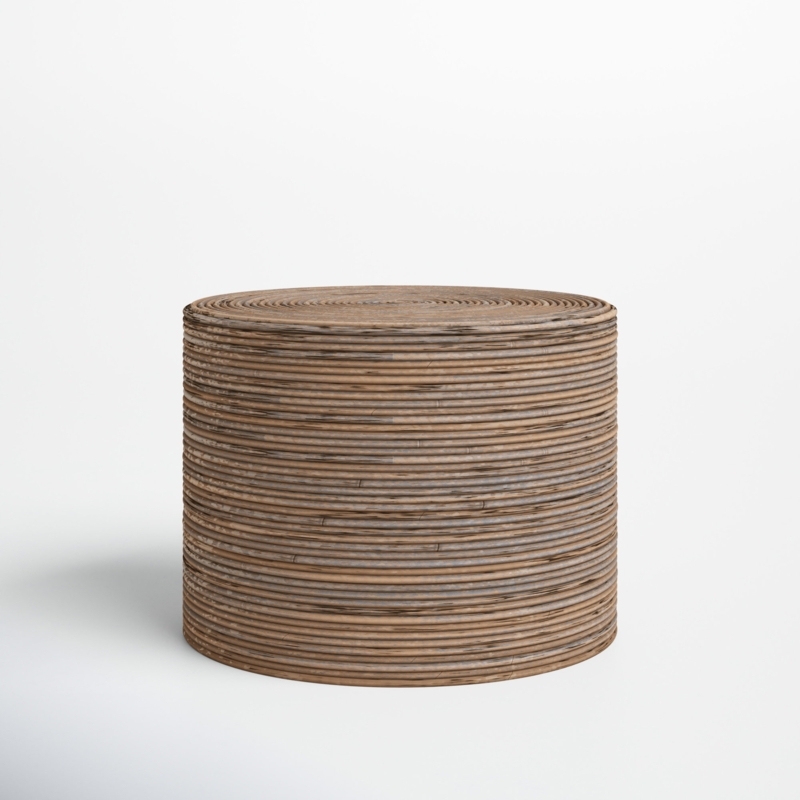 Earthy Rattan Round Ottoman