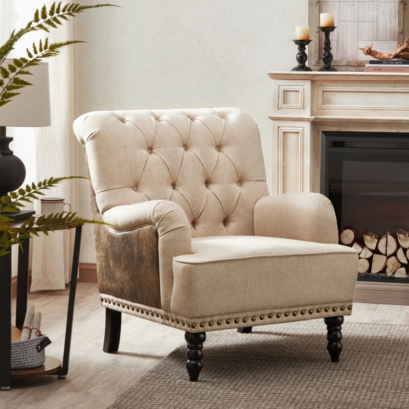 Antique-Inspired Armchair with Rolled Arms