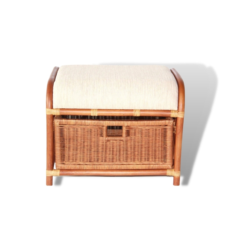 Ottoman with Rattan Basket Base
