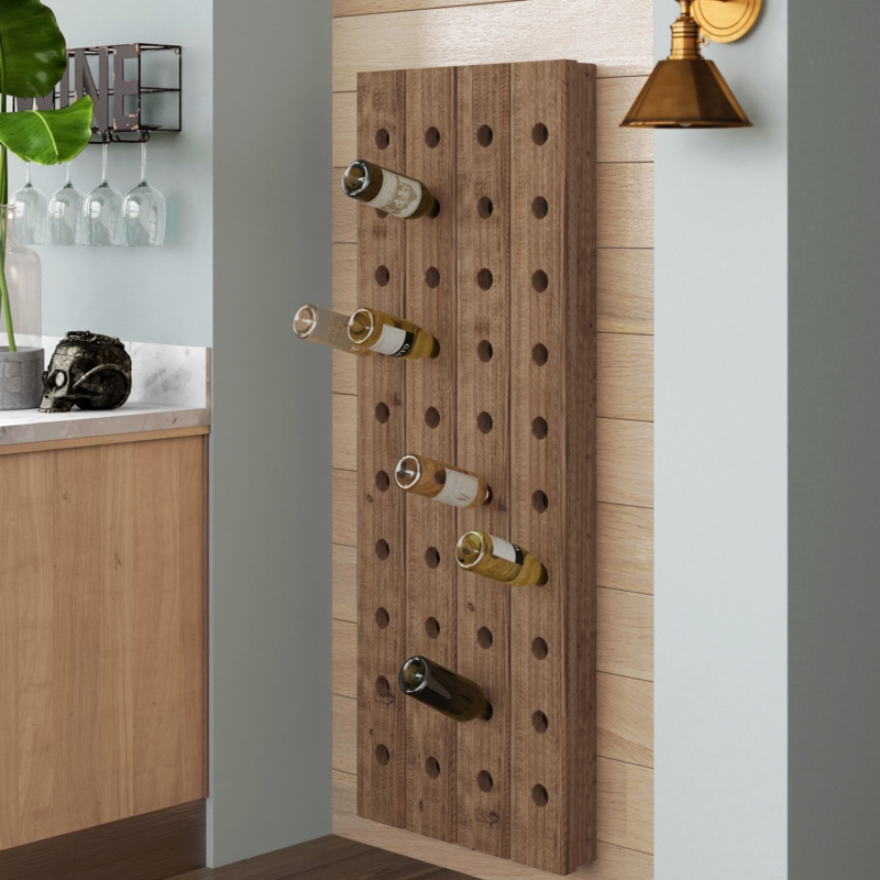 Rustic Wall-Mounted Riddling Wine Rack