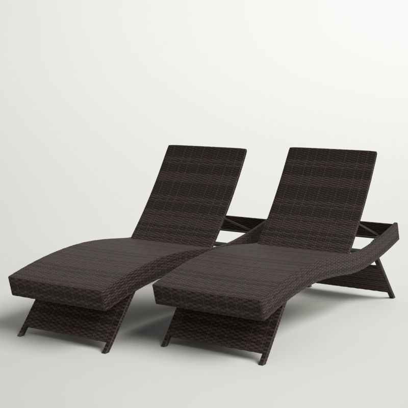 Coastal-Style Adjustable Rattan Lounge Chairs (Set of 2)