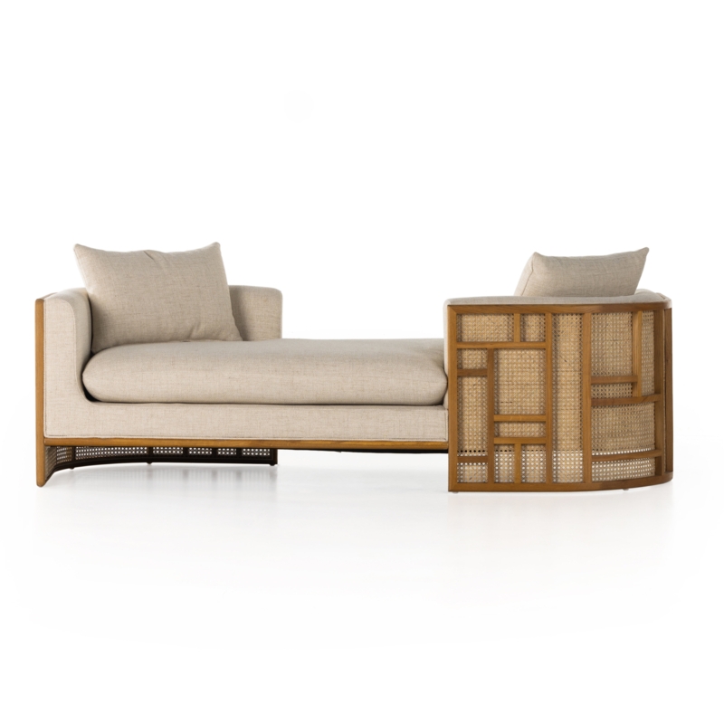 Statement-Making Woven Cane and Leather Upholstery