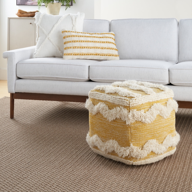 Square Chevron Pouf Ottoman