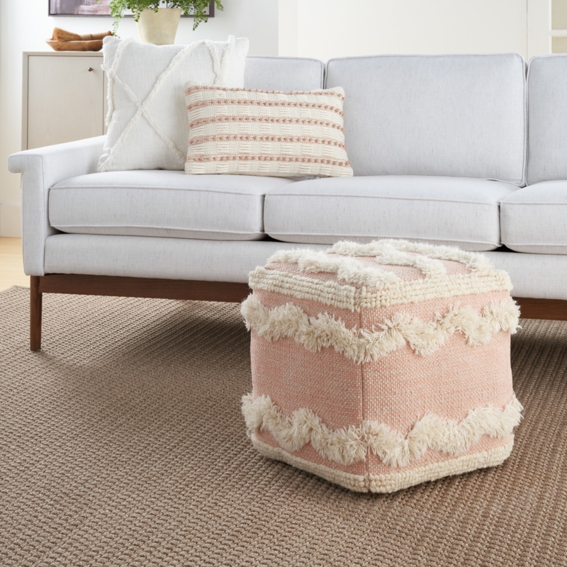 16" Square Chevron Pouf Ottoman