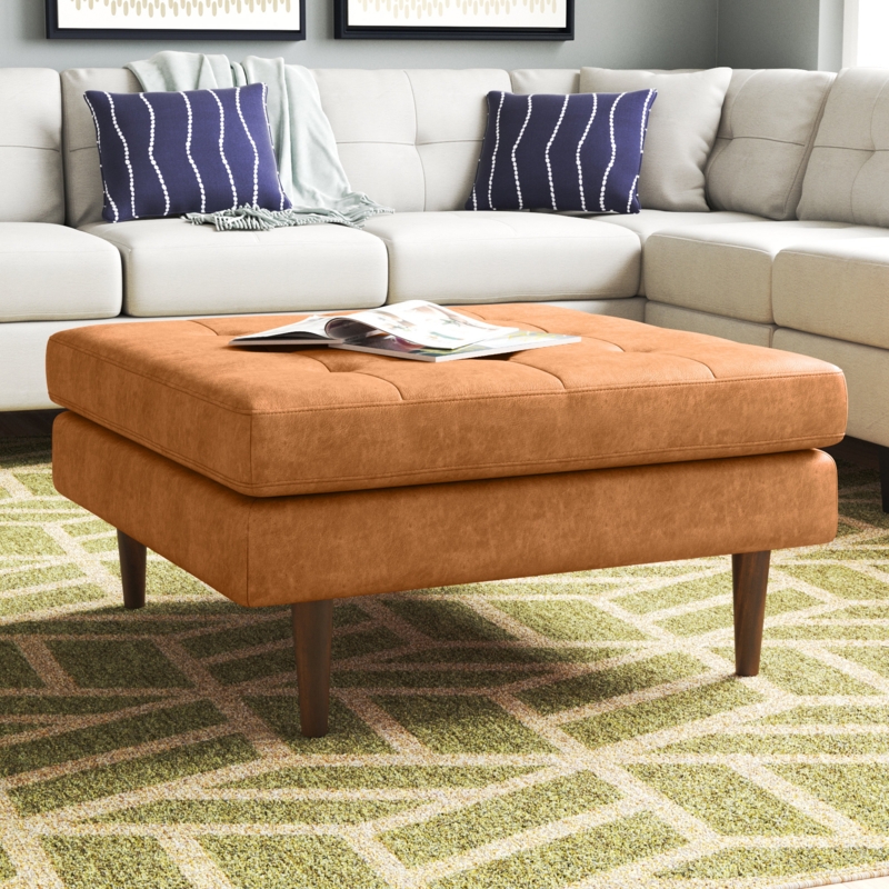 Hand-finished Tufted Leather Ottoman