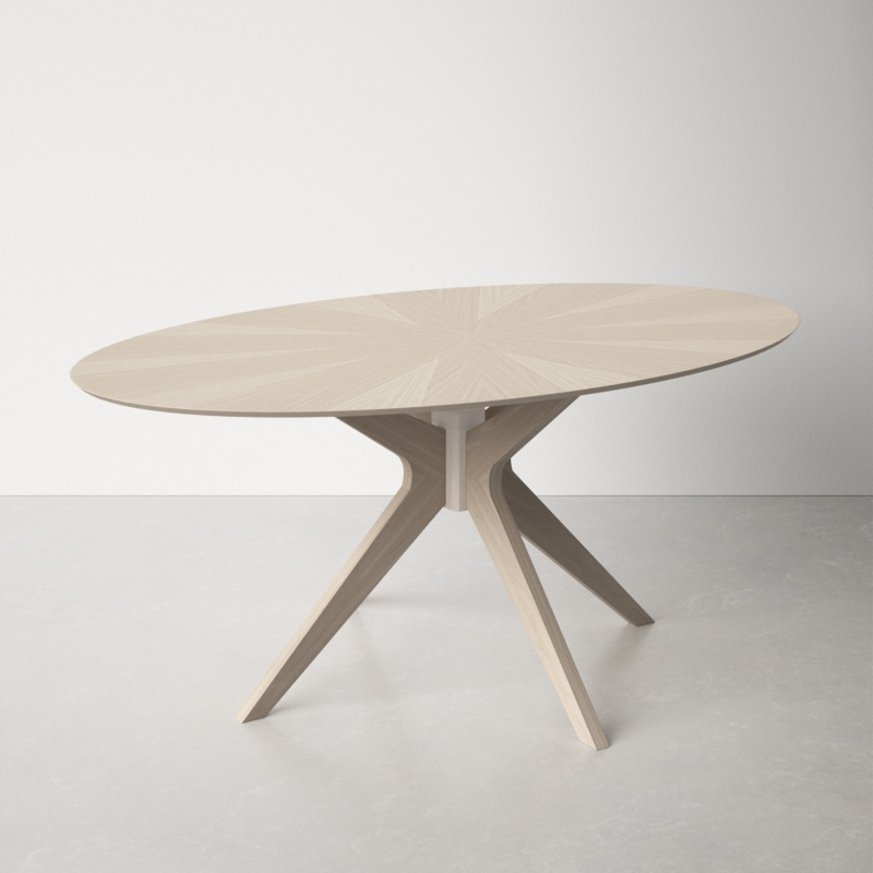Mid-Century Oval Dining Table with Starburst Pattern